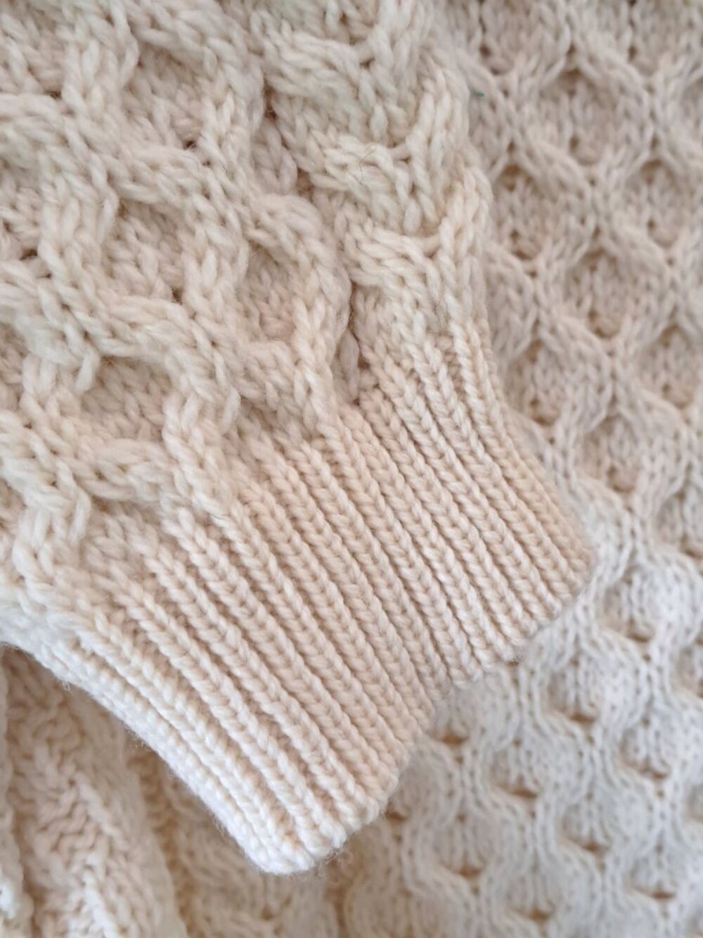 Aran Sweater Market XL Ireland Cream Cable Knit Turtleneck Sweater Merino Wool - Picture 6 of 11